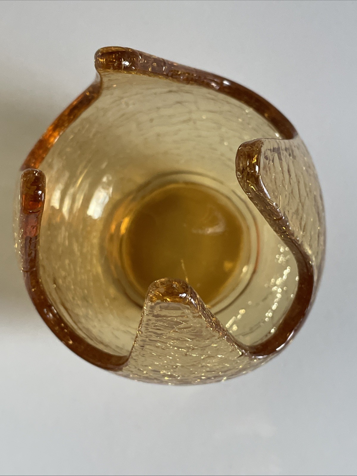 Vintage Viking Glass amber Crackled Epic 718 Candle Cup MCM