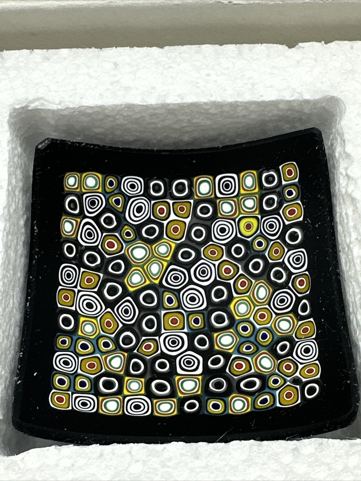 Murano Glass 3×3 Square Trinket Dish Color 001 Italy w Certificate NM4