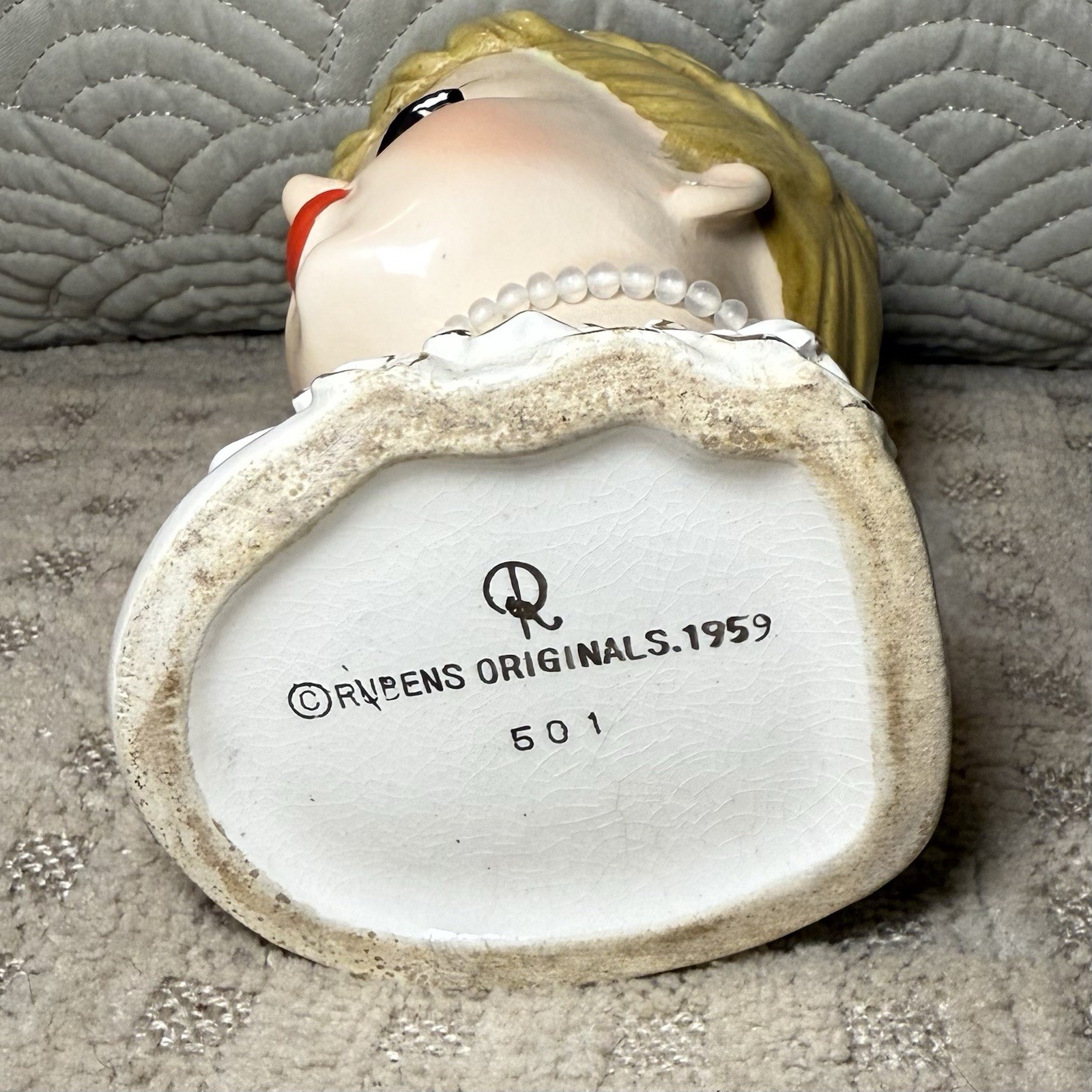1959 Rubens Originals # 501 Lady Head Vase Blonde Braided Hair AS IS *READ*