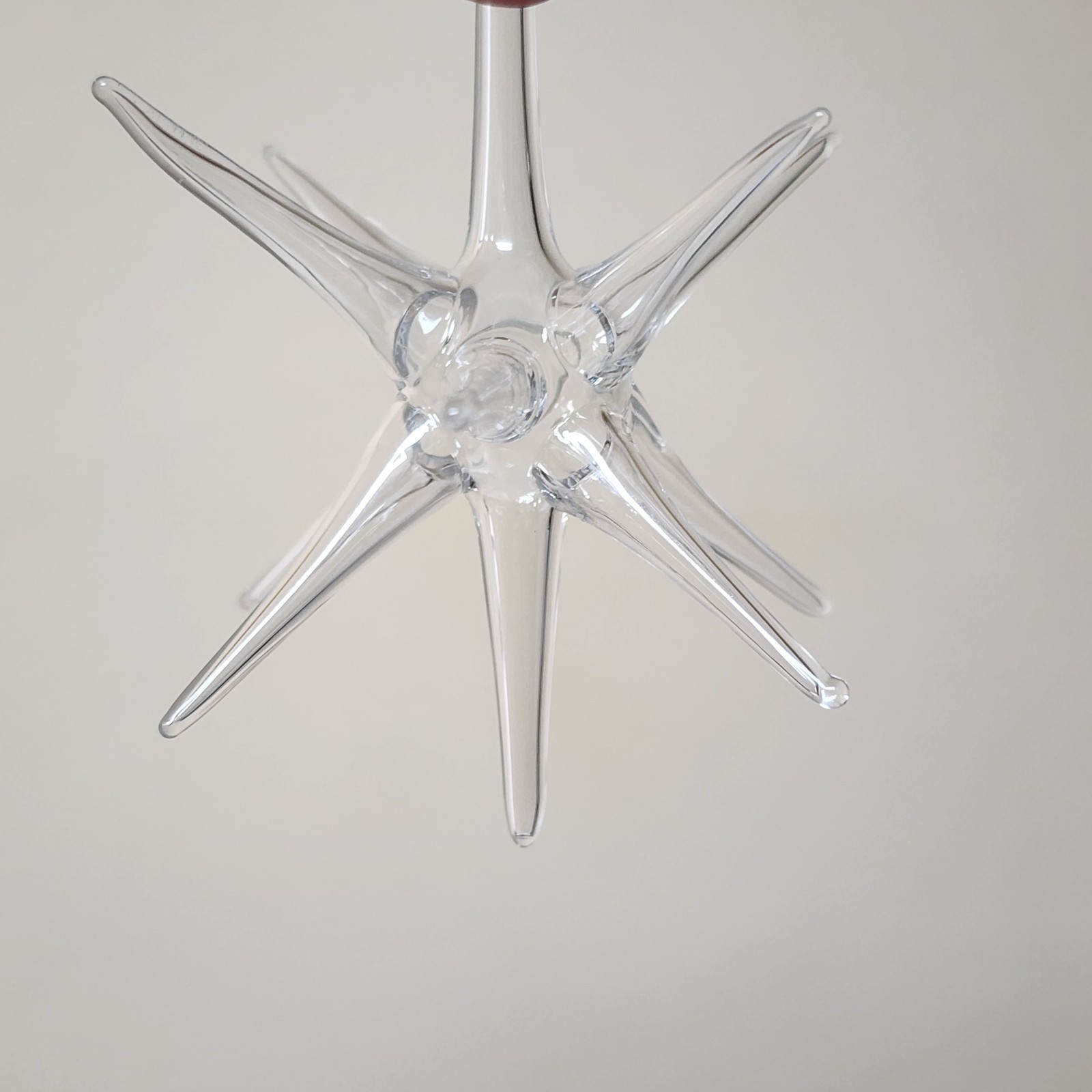 Vintage Parise Vetro Italy Clear Art Glass Hand Blown Atomic Star Round Ornament
