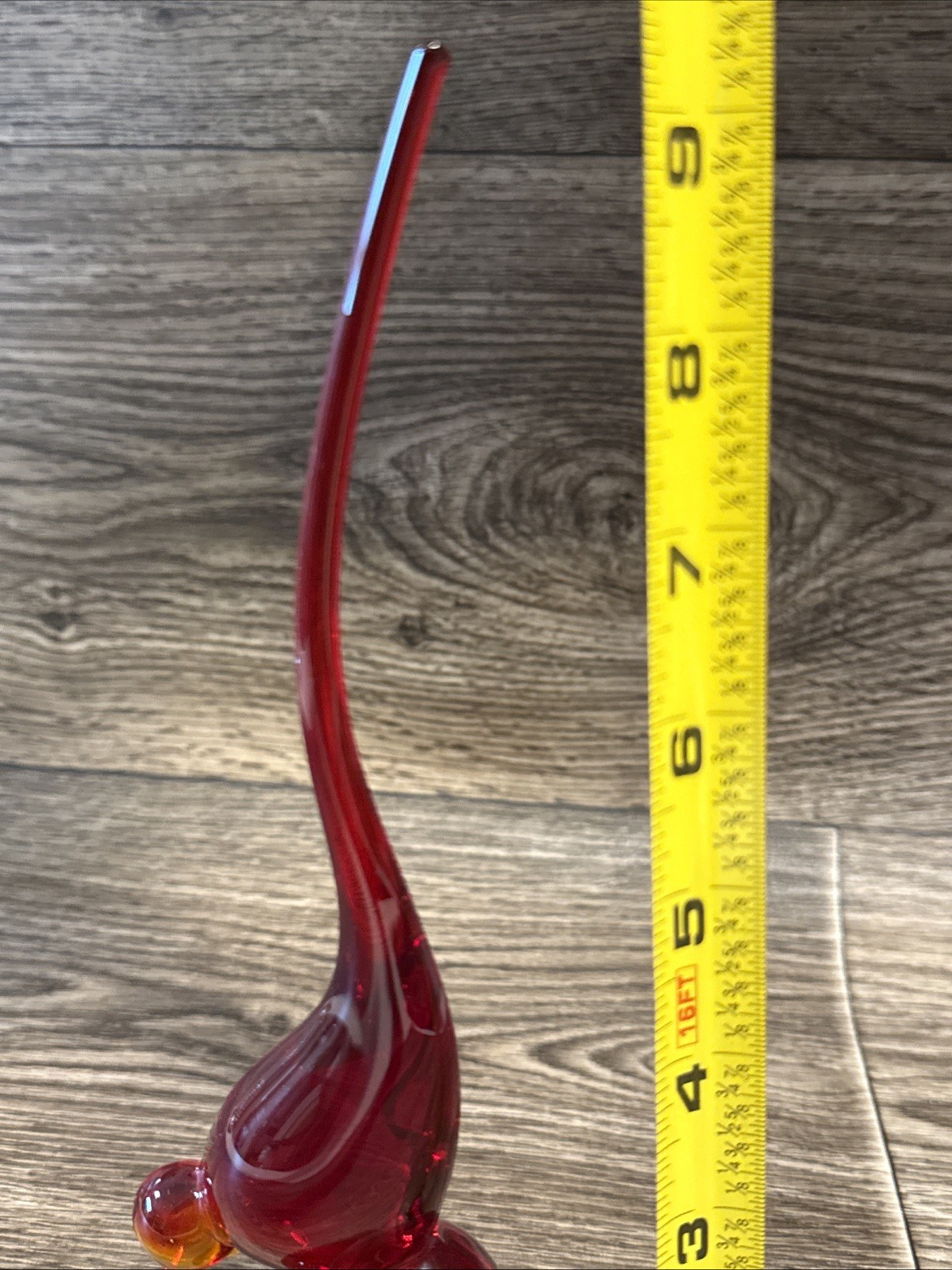 Viking Glass Epic Line Ruby Red Long Tail Bird Figurine 9.5” Vintage