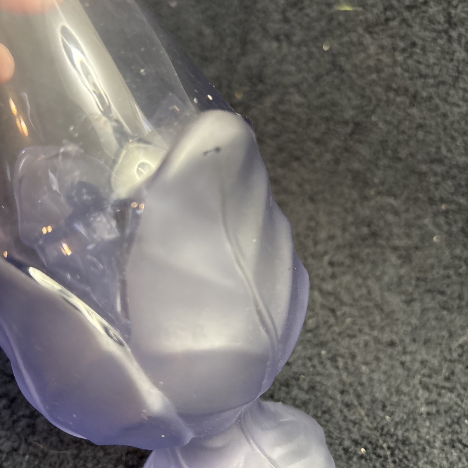 Vintage Viking Glass Purple Satin Cabbage Leaf Swung Vase 12 1/4 inches