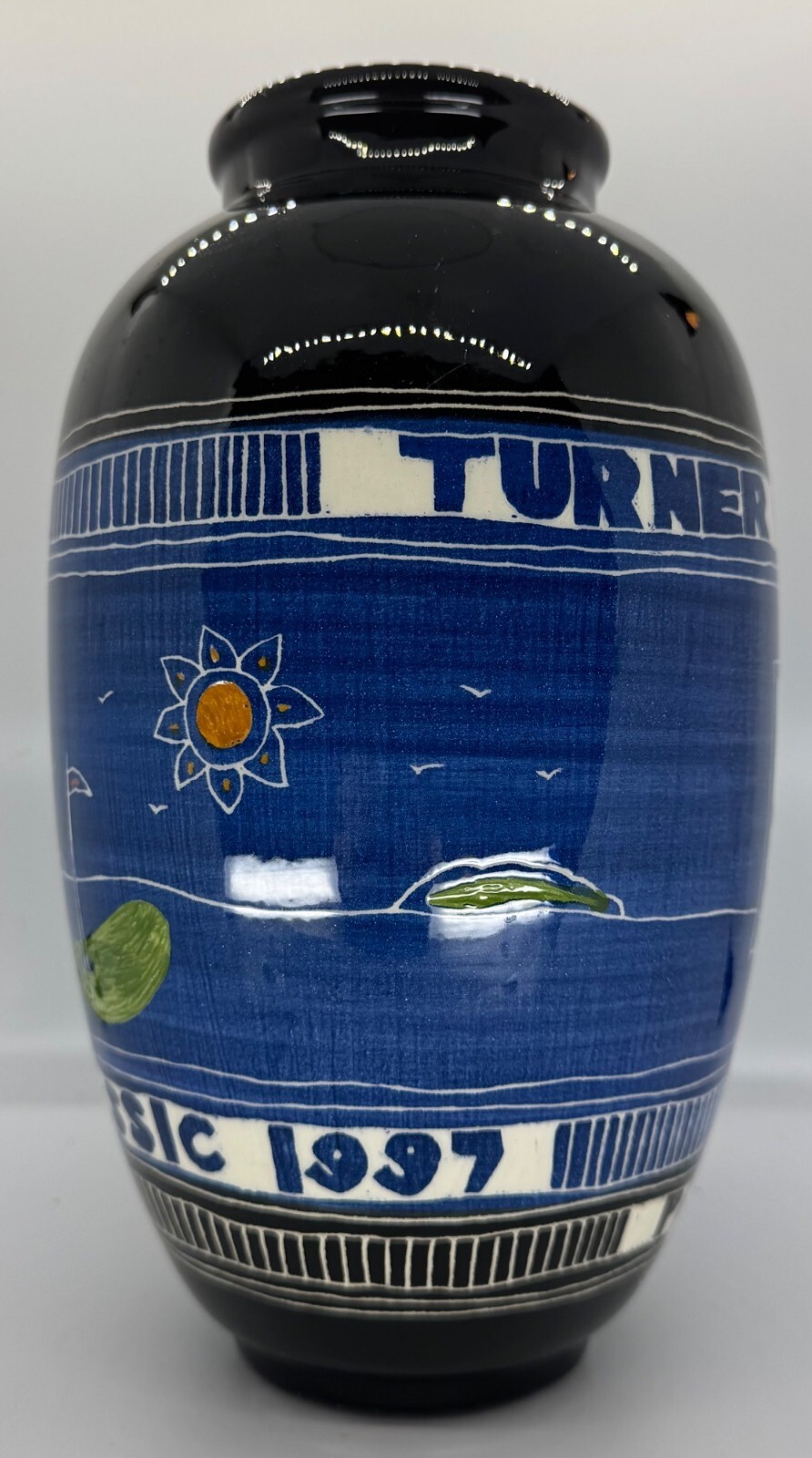 Vintage Curras Bothers Art Pottery Vase Charity Golf Tournament 1997 By Goodwill