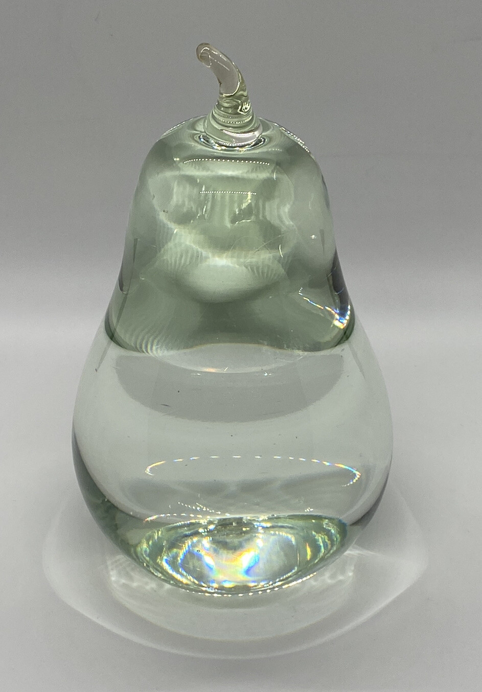 Large Art Glass Crystal Partridge Pear Heavy Paperweight Bookend 6.5” Tall