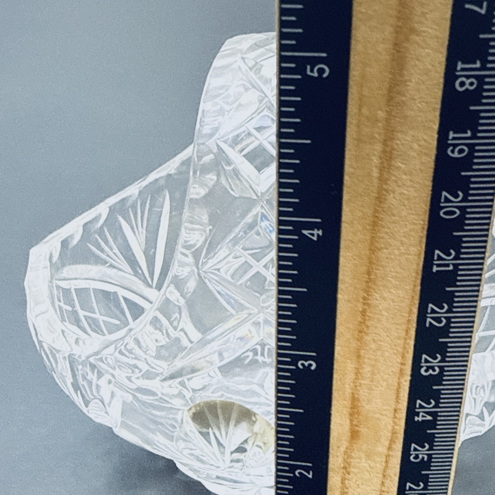 Bohemia Czech Hand Cut Crystal Basket 24% Lead Glass Starburst