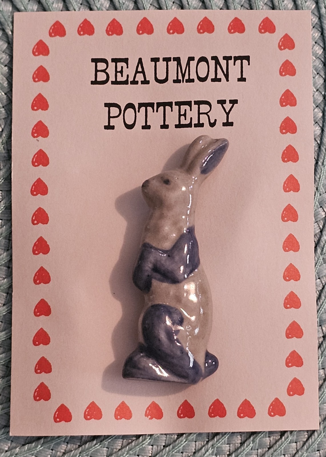 RARE- Beaumont Brothers Pottery Rabbit Pin- FREE SHIPPING