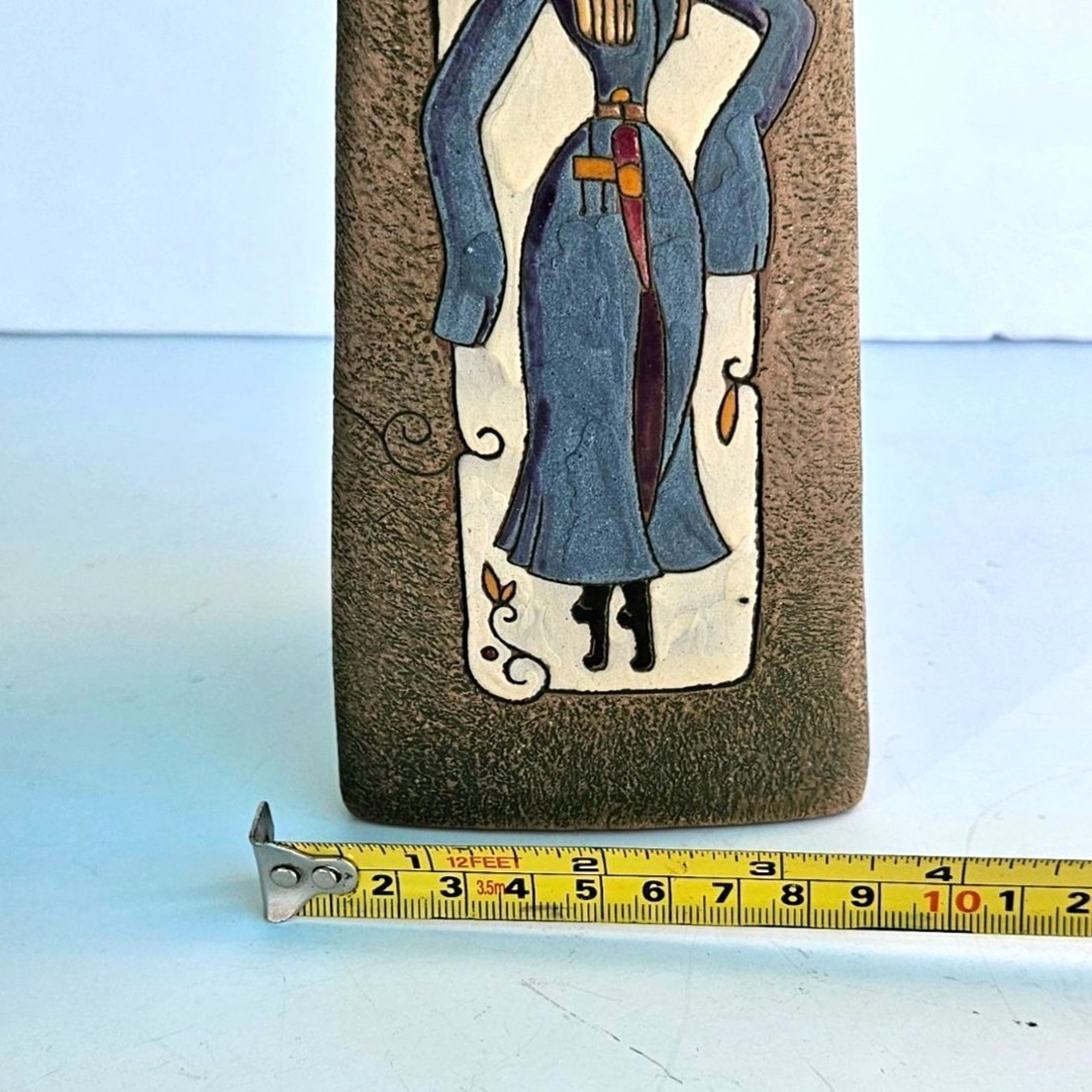 Vintage Georgian Folk Dancer Pottery Vase Studio Art Ceramic Chokha 9″