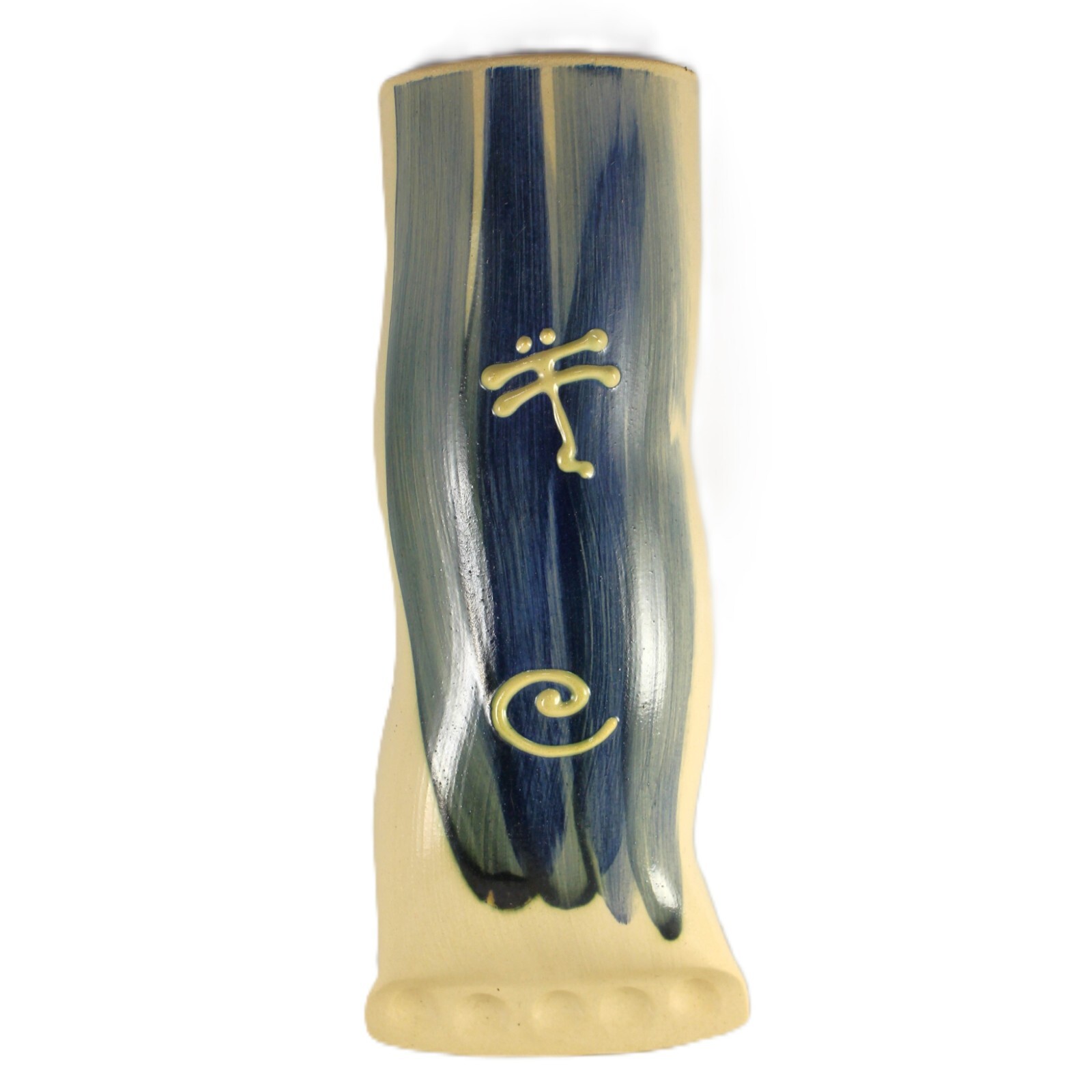 Studio Art Pottery Dragonfly Wall Pocket Vase Pinch Pot Contemporary 10″ Signed