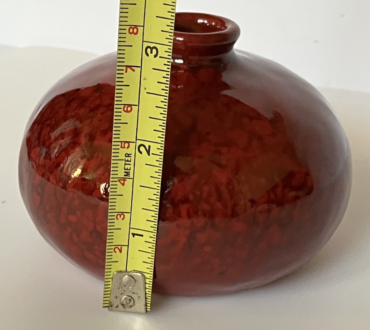 Ceramic Glazed Oxblood Red Art Pottery Bud Vase 3.25 Inches