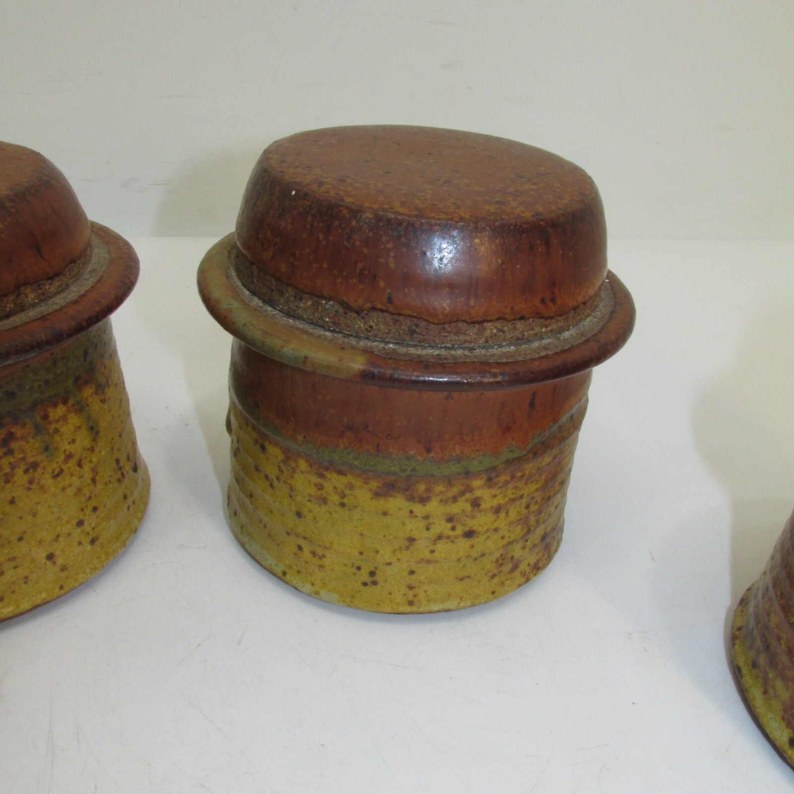 Kenneth Ferguson Pottery signed – 4 pottery jars & Lids -1960’s – 1970’s