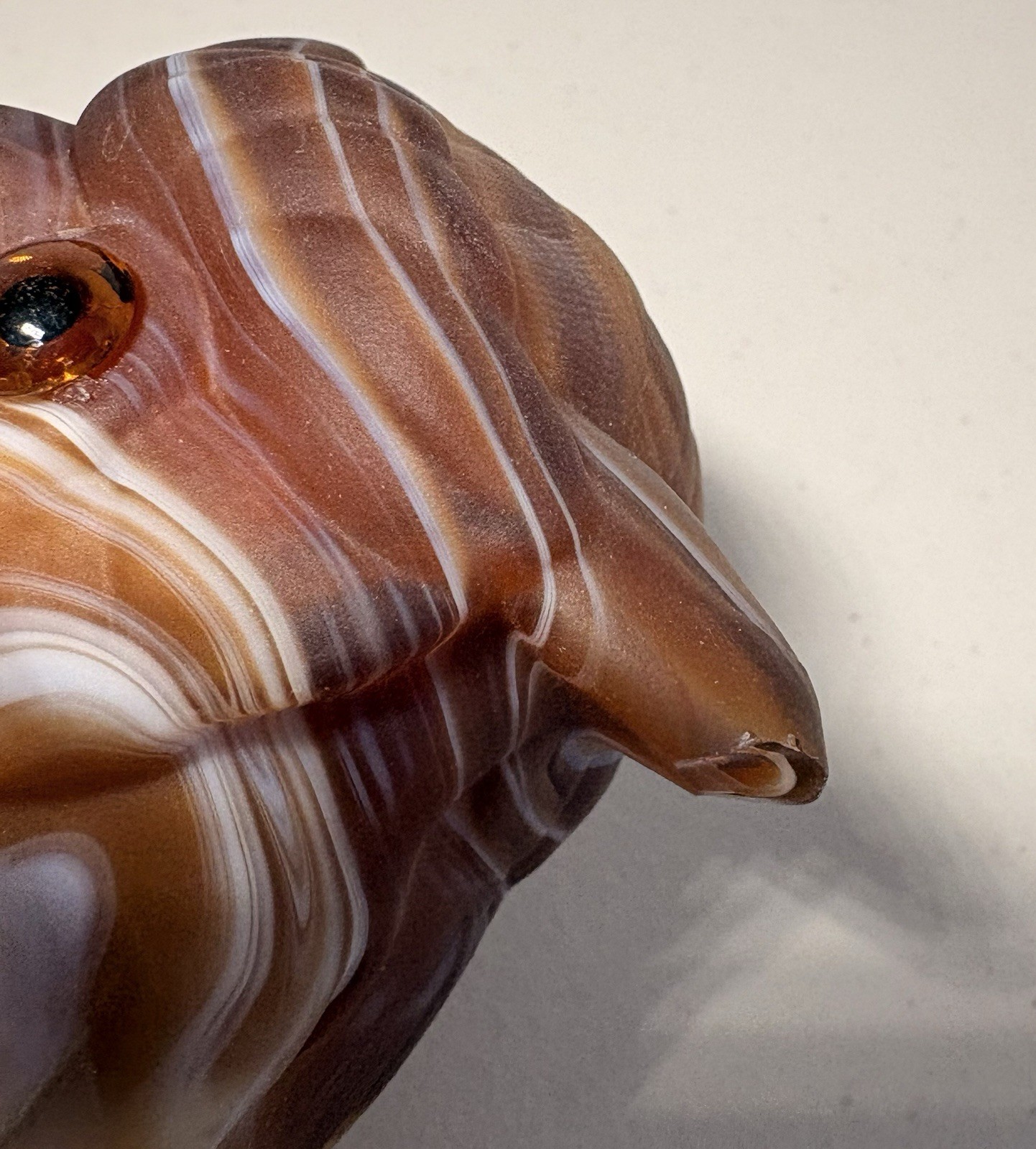 Vintage Imperial Caramel Slag Glass Owl Covered Dish AS-IS Chipped Ear w/Labels