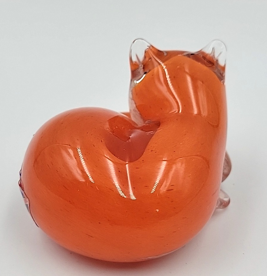 Langham Glass Handmade Fox At Rest Figurine/Paperweight Signed