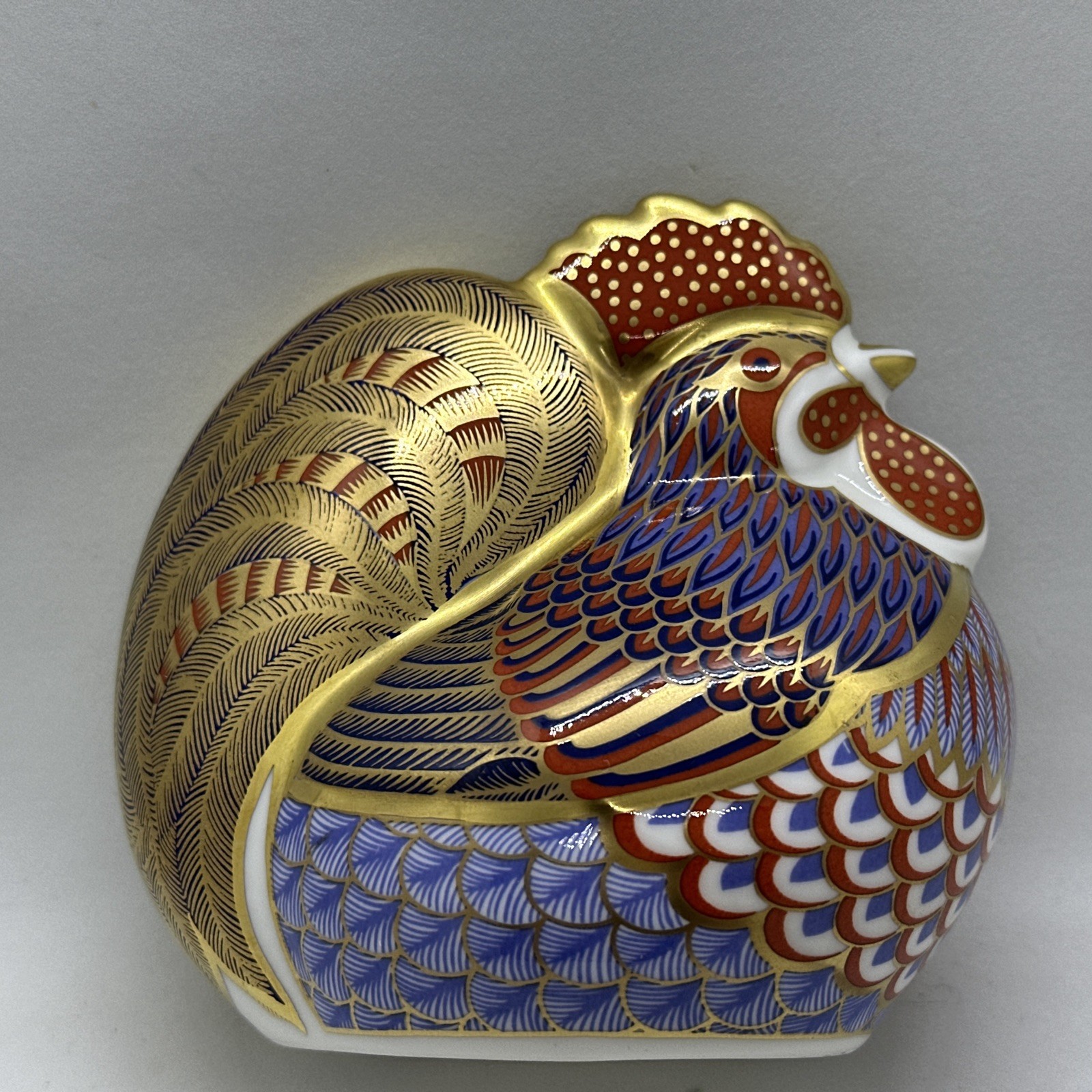 VTG Royal Crown Derby Rooster Paperweight Fine English Bone China Figurine