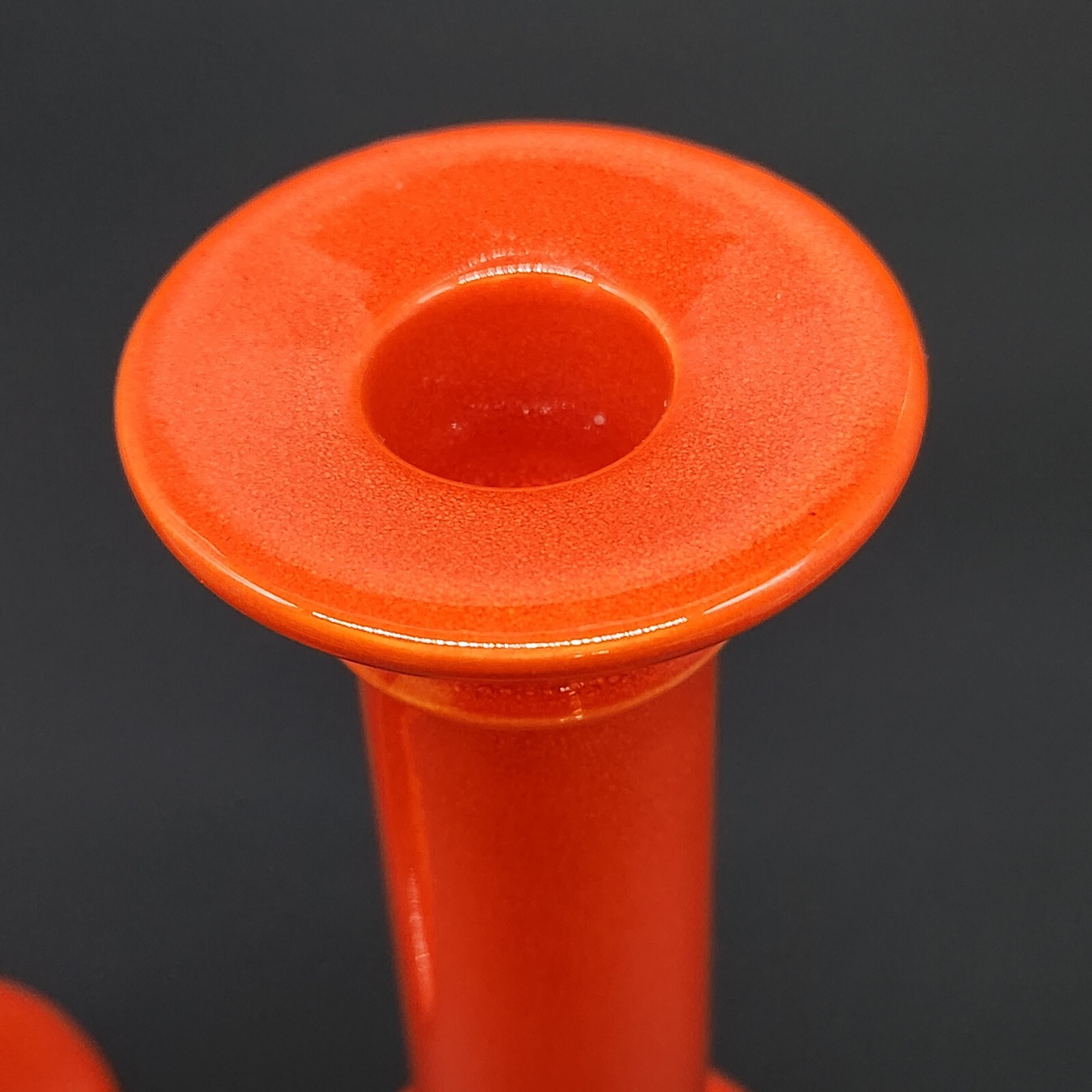 Set of 2 West Germany Red Ceramic Candlesticks By Savoir Vivre 7-3/4 Inches Tall