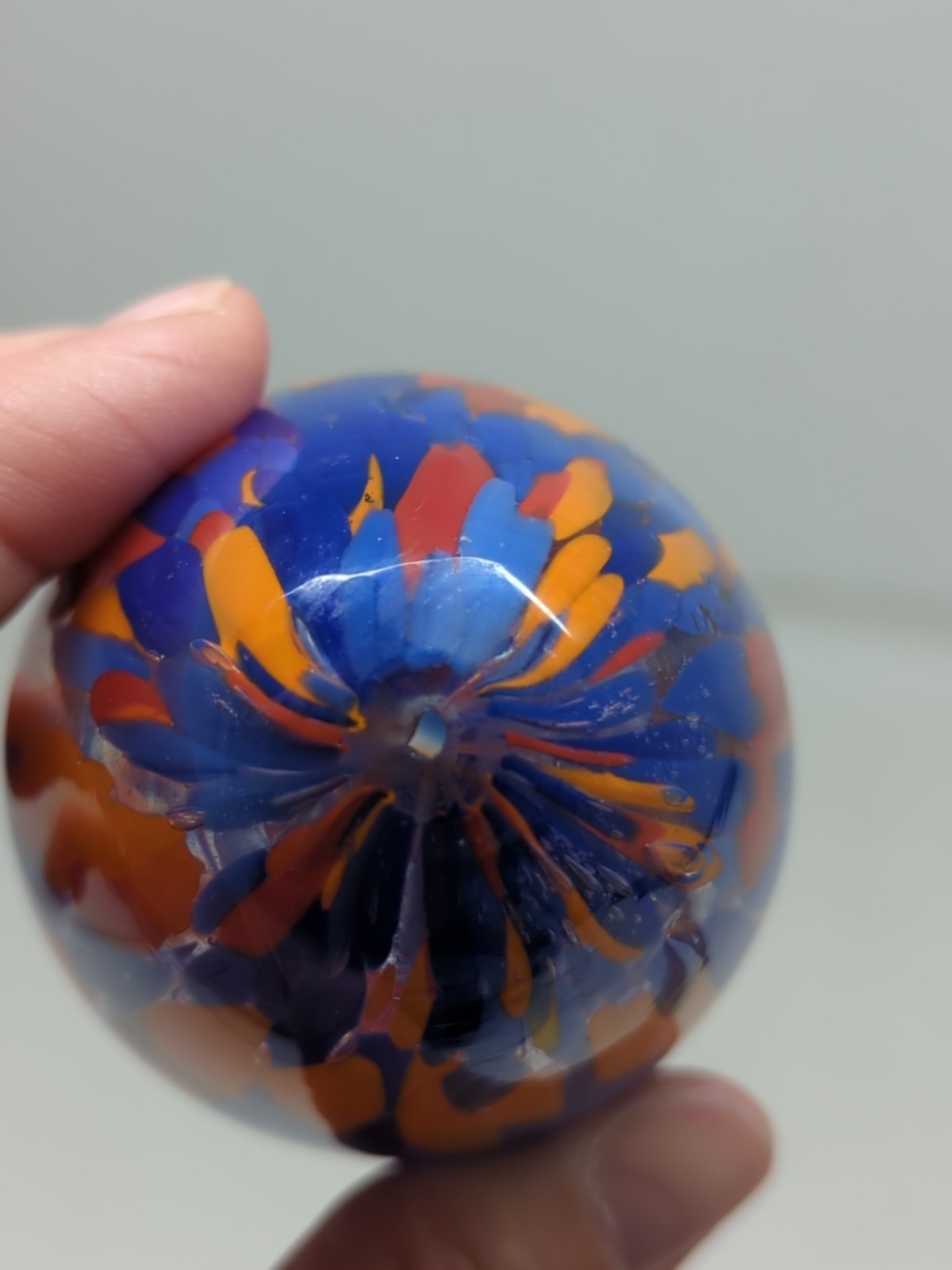VTG Hollow Art Glass Egg Paperweight Decor Hand Blown Colorful Spotted 3.25″