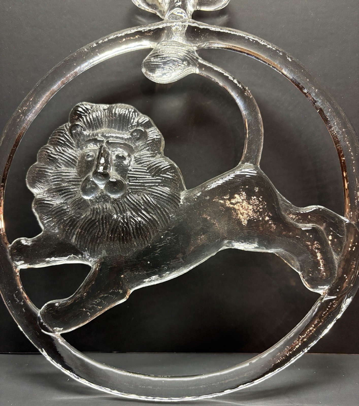 Vtg Kosta Boda Lion Figurine Glass Zodiac Suncatcher 10.5″ Bertil Vallien 1970’s
