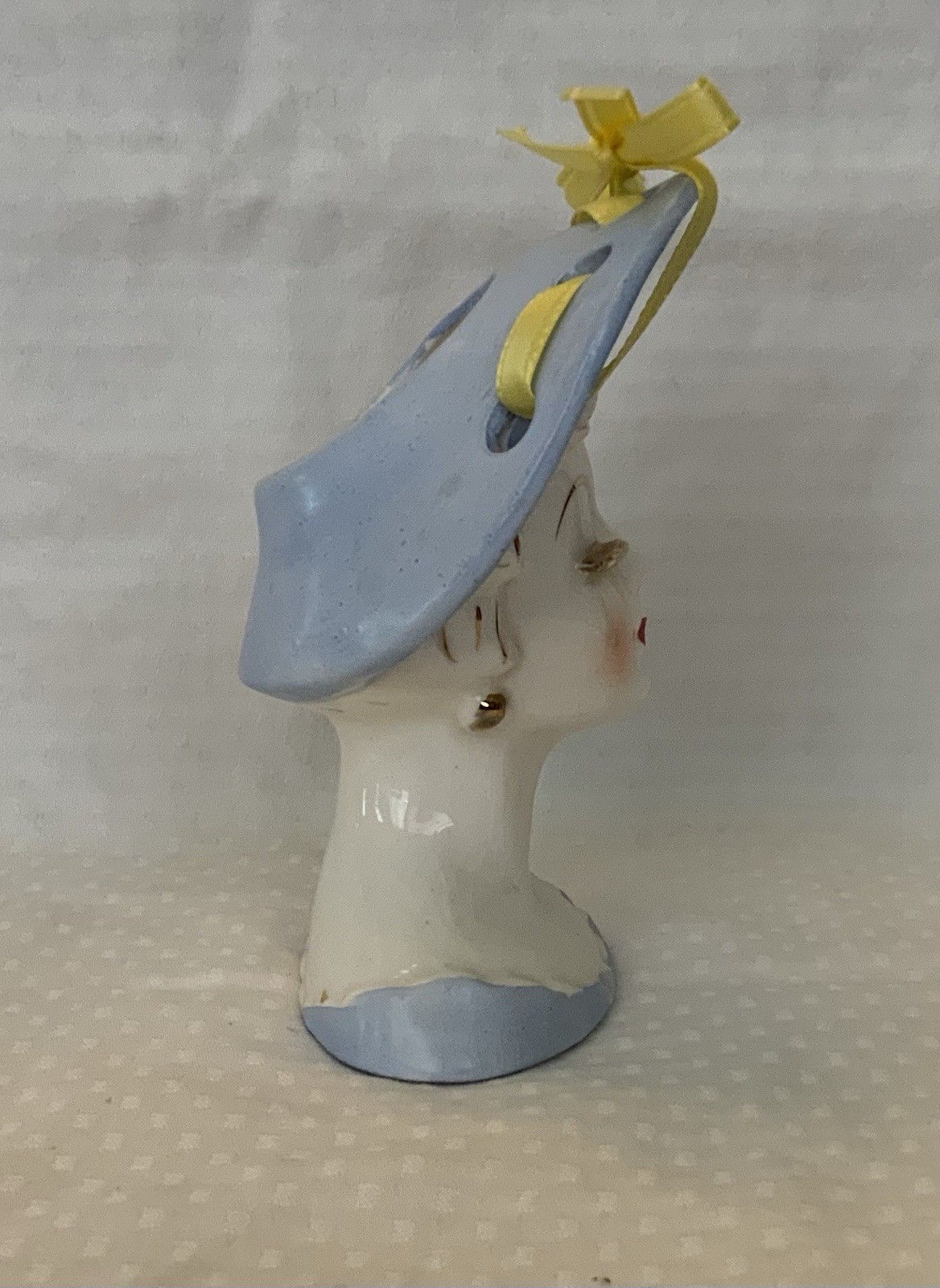 Vintage Head Vase Irice Imports Japan Blue With Gold Eyelashes