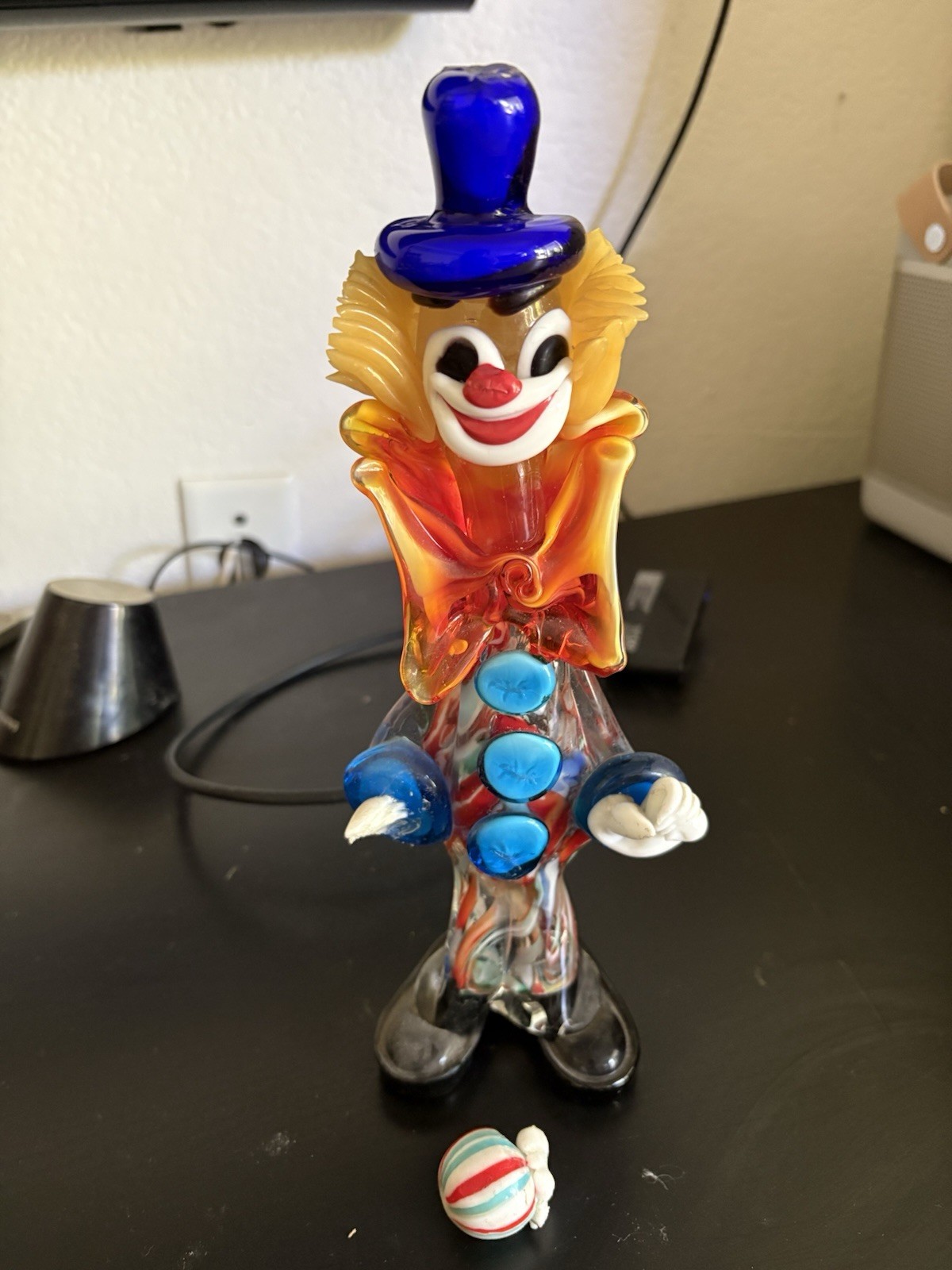 Murano Venetian Hand Blown Art Glass Clown Figurines Set of 4 Multicolor