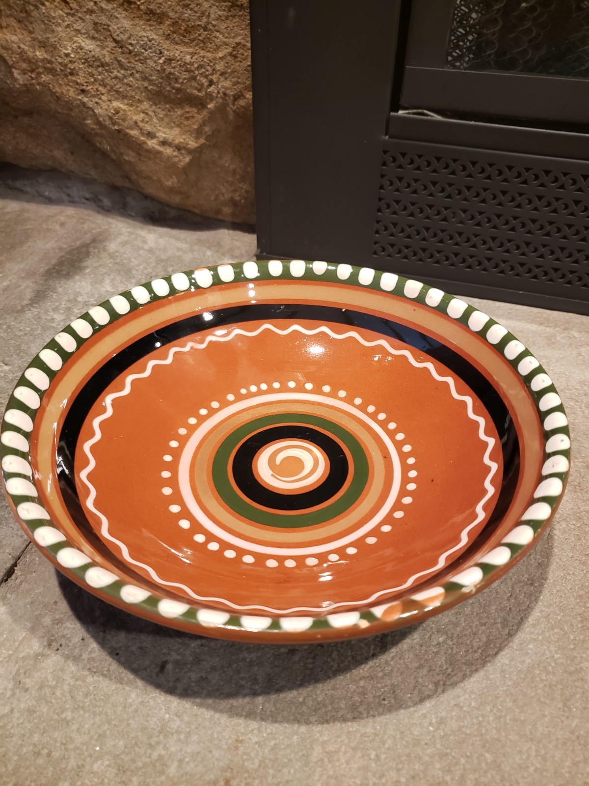 Vintage Ukrainian Heritage Ceramic Pottery Dish European Folk Art 8 1/8