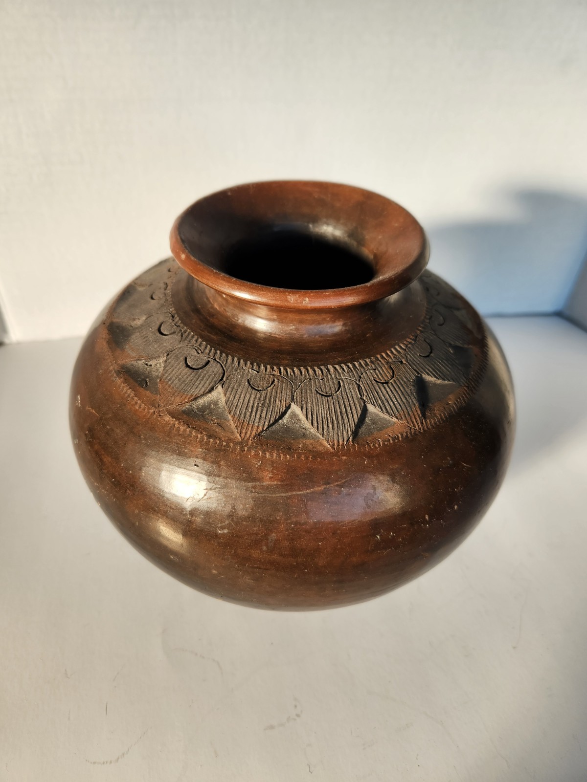 Vtg Ukhamba Burnished & Coiled Clay Zulu Beer Pot South African Vessel