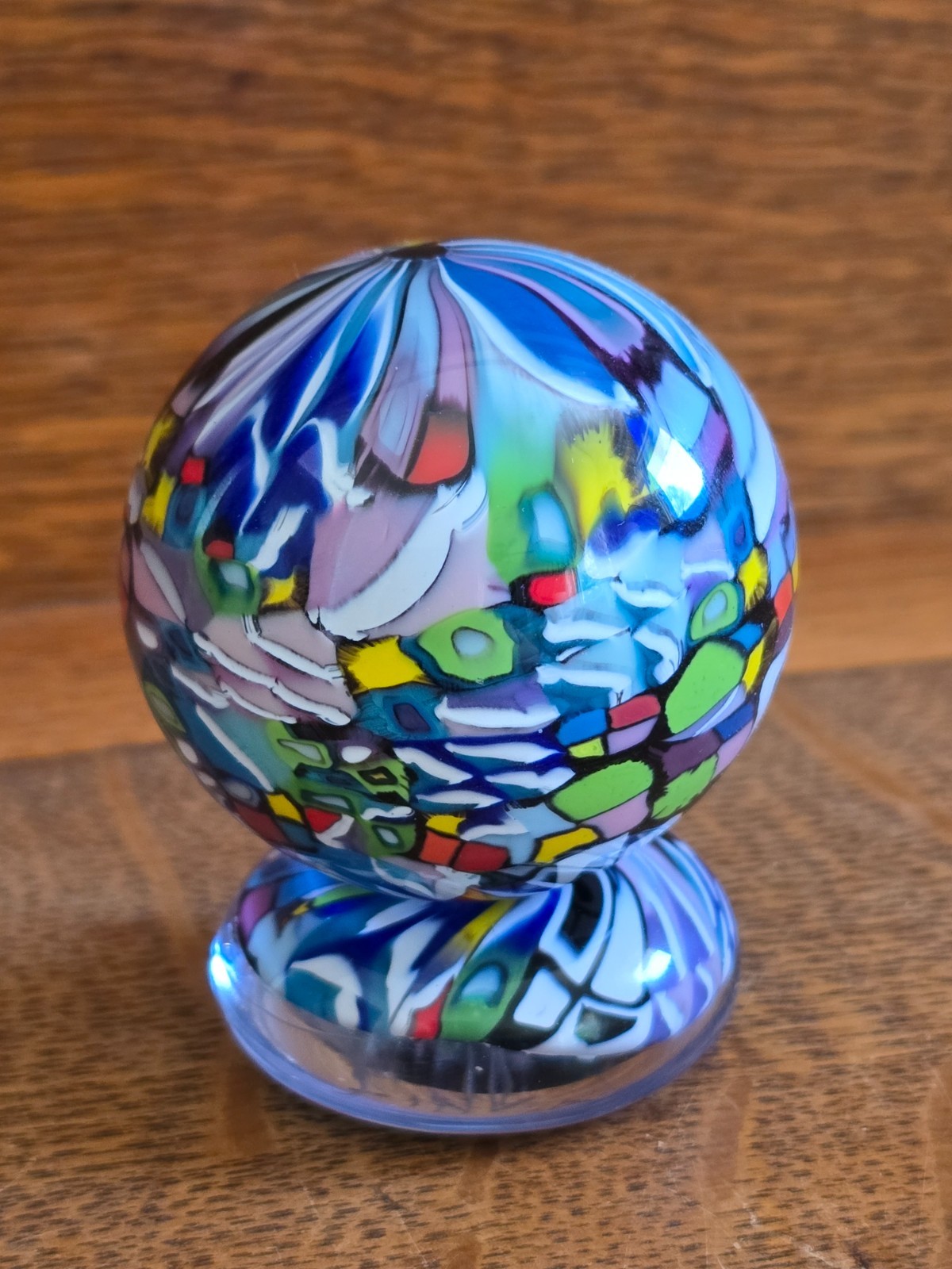 Jody Fine Art Glass Marble Orb Matching Stand 1999 Very Rare FANTASTIC!