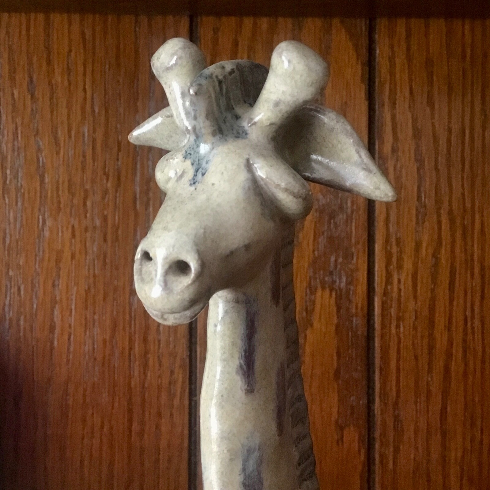Art Pottery Giraffe Figurine Glazed 10” Tall Vintage