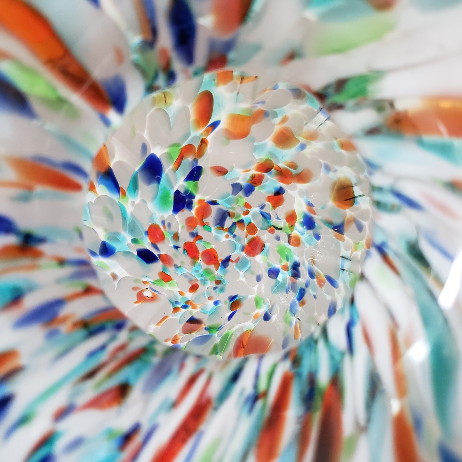 Studio Art Glass Confetti Vase Hand Blown Multicolor Ribbed Wavy Lip 5.25″H 2+lb