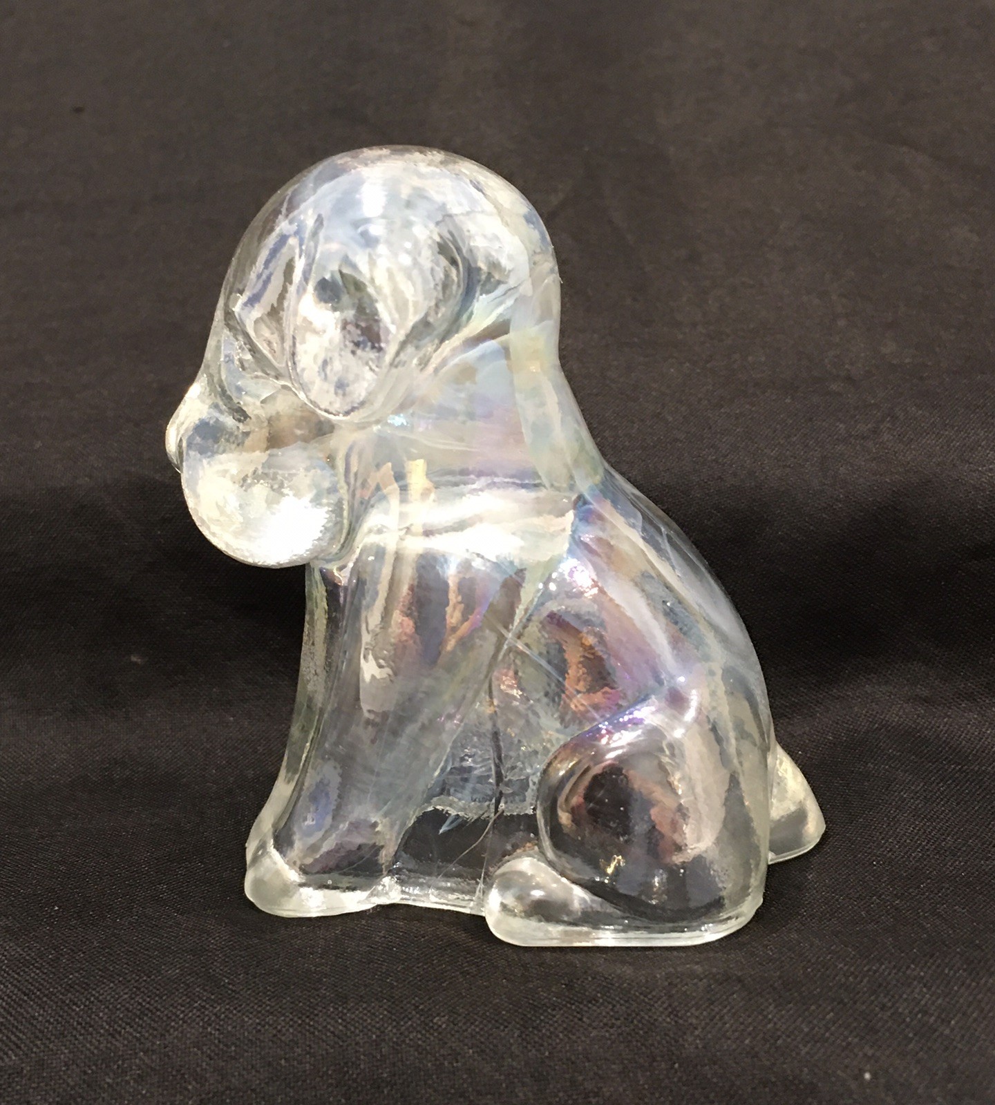 Boyd’s Crystal Art Glass’s Pooche The Dog, #167, March Carnival, UV Pos ~Glows