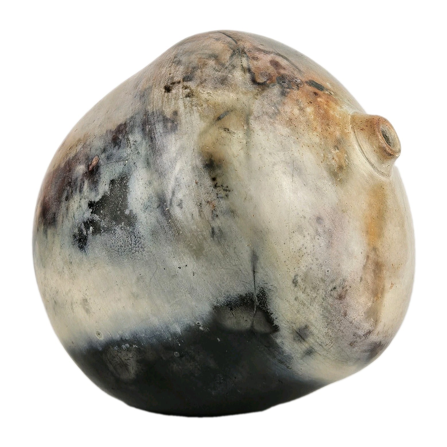 Signed Studio Pottery Raku Pit Fired Orb Bud Vase Art Ceramic