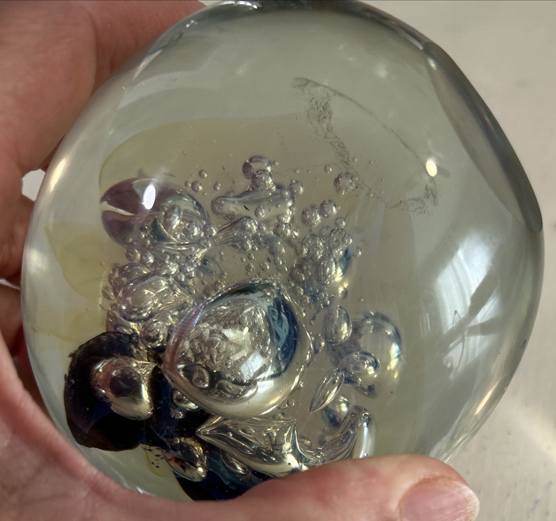 Dichroic Paperweight Large Signed Dated 1999 Over 2 Lbs 4.5” Tall