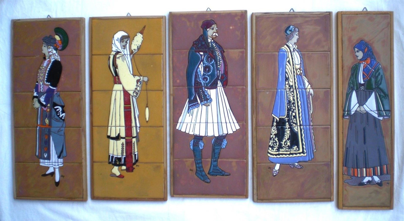Greek Art Tile Studio Ceramic Folk Traditional Costumes Greece Evzone Tsakirakis