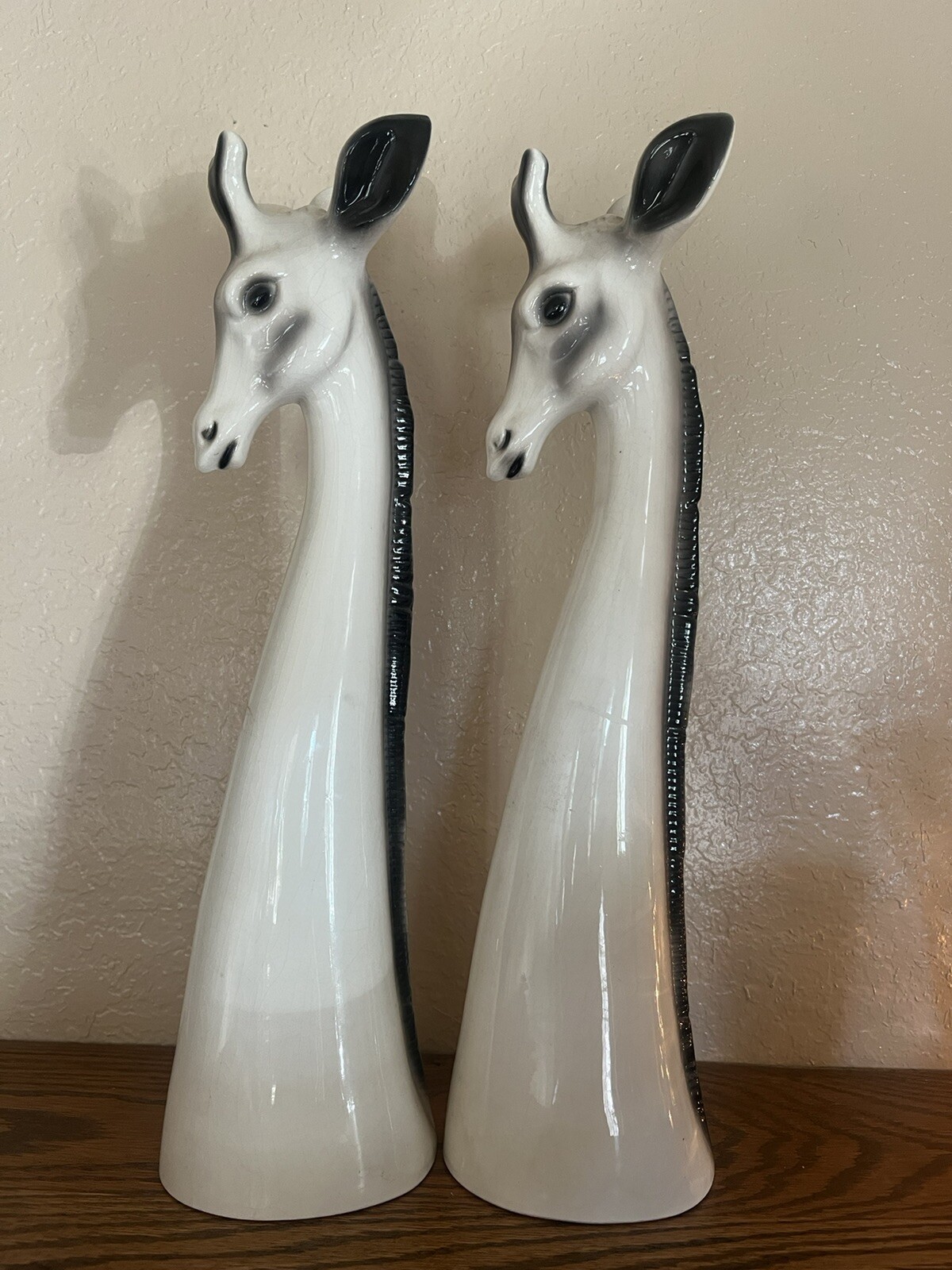 Vintage Mid Century Ceramic Giraffe Figurines Pair – Tall Art Pottery Statues