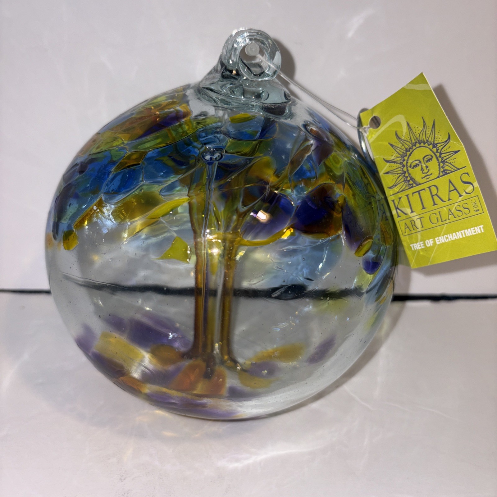 Kitras Art Glass Hand Blown Ornament Tree Of Enchantment Spirit Ball NO BOX
