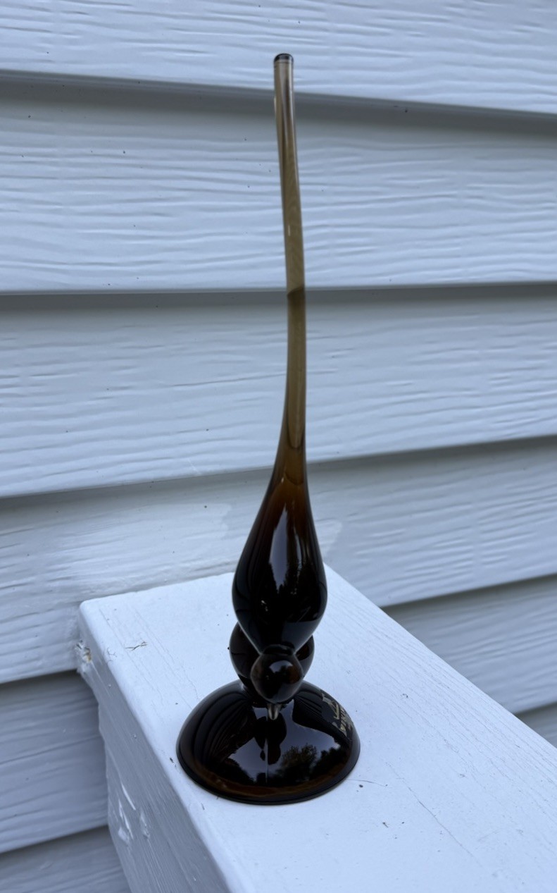 Vintage Viking Short Tail Glass Bird in Root Beer Brown MCM