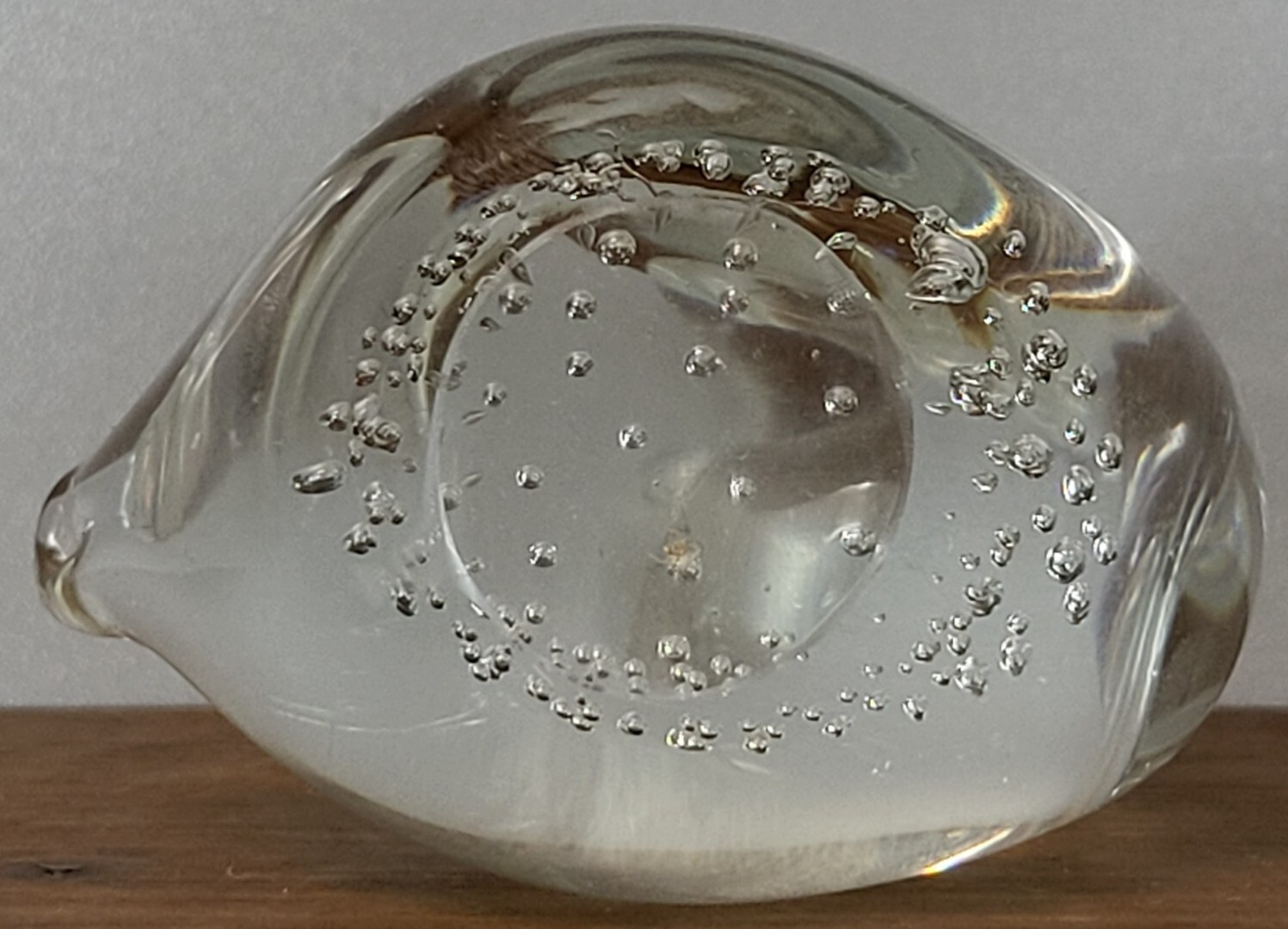 Art Glass Paperweight Swan Goose Duck Clear Controlled Bubbles 3¼” Tall Figure
