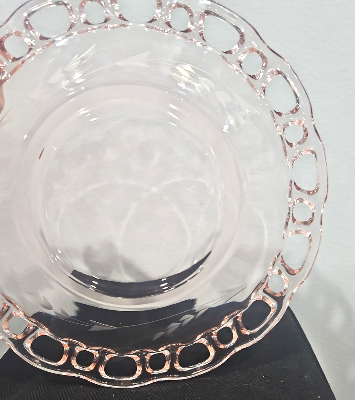 Vintage Pink Depression Glass Plate 8.5” Old Colony Lace Edge Anchor Hocking