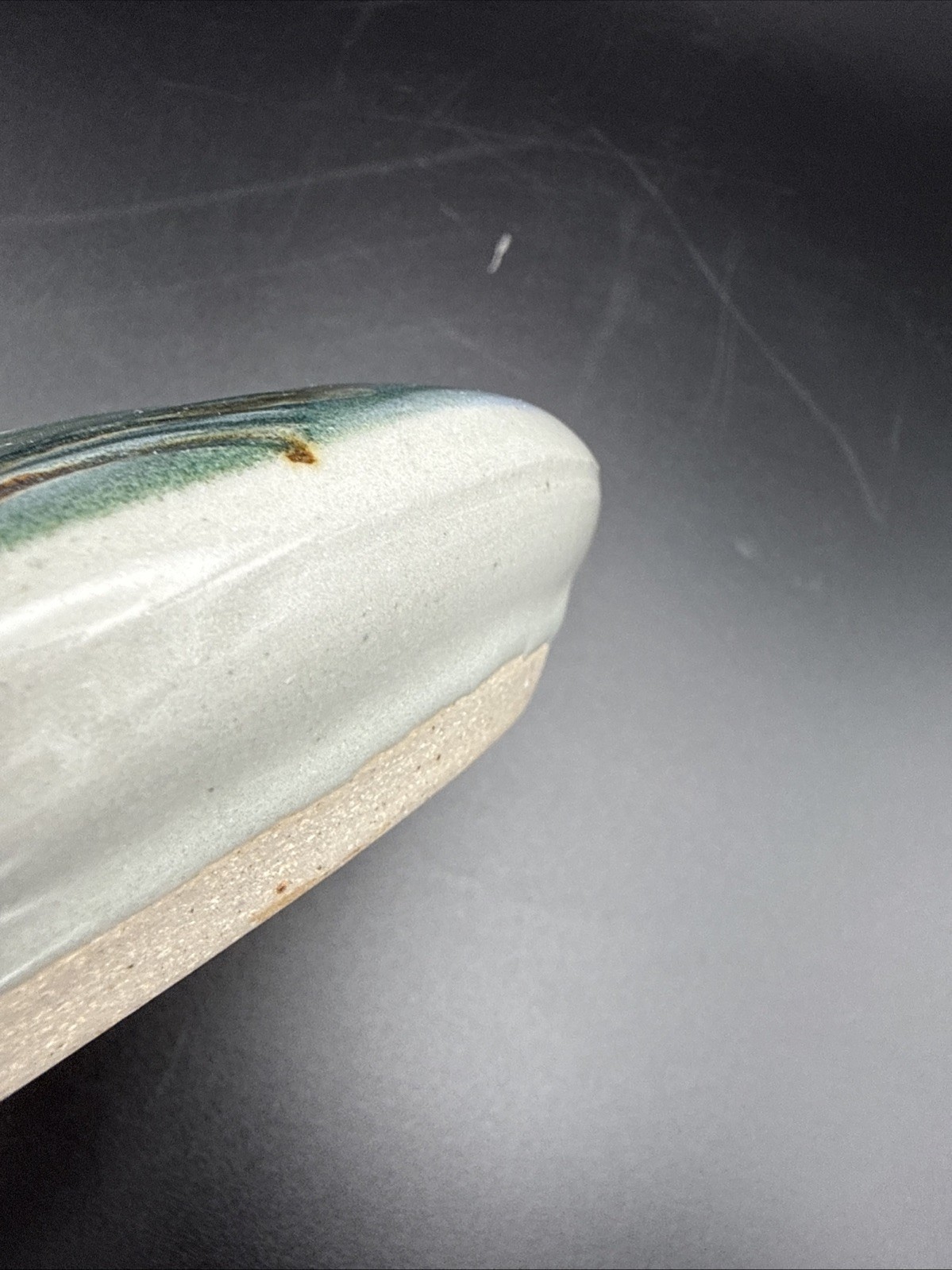 Jack Boyle San Antonio Pottery Ikebana Vase Teal Blue Green Signed 2”x 5.5” 2002