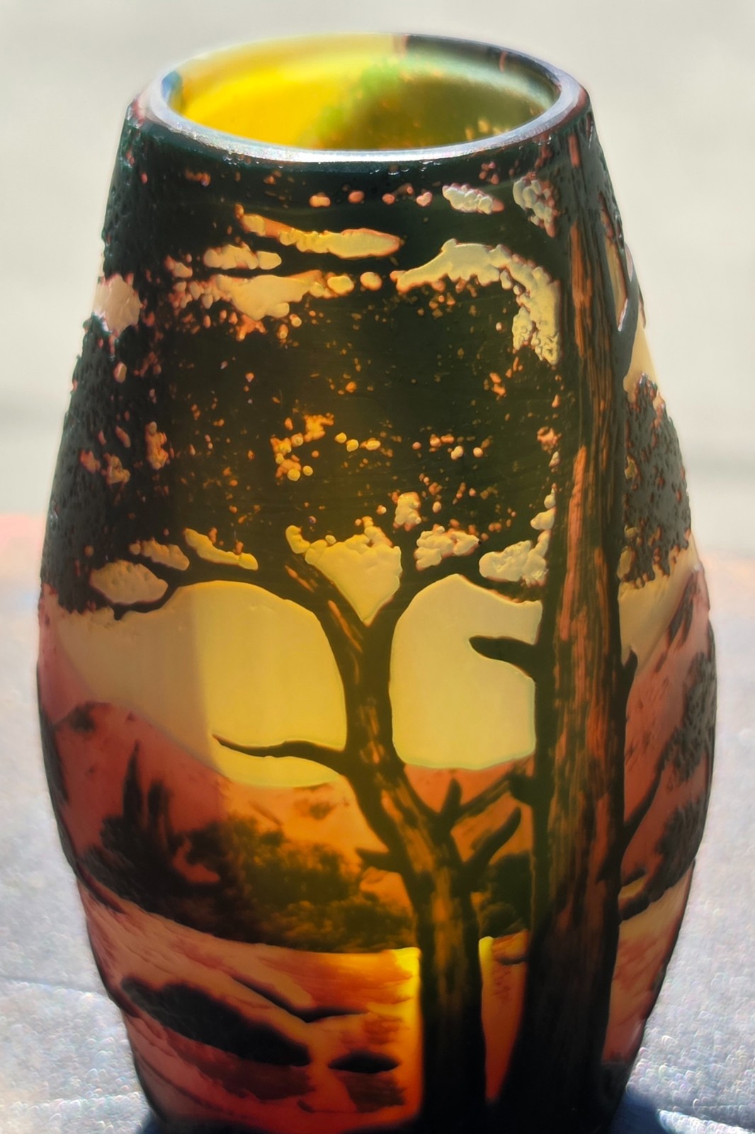 READ DESCRIPTION – 2 Art Nouveau French Acid etched vases D’Argental & de Vez