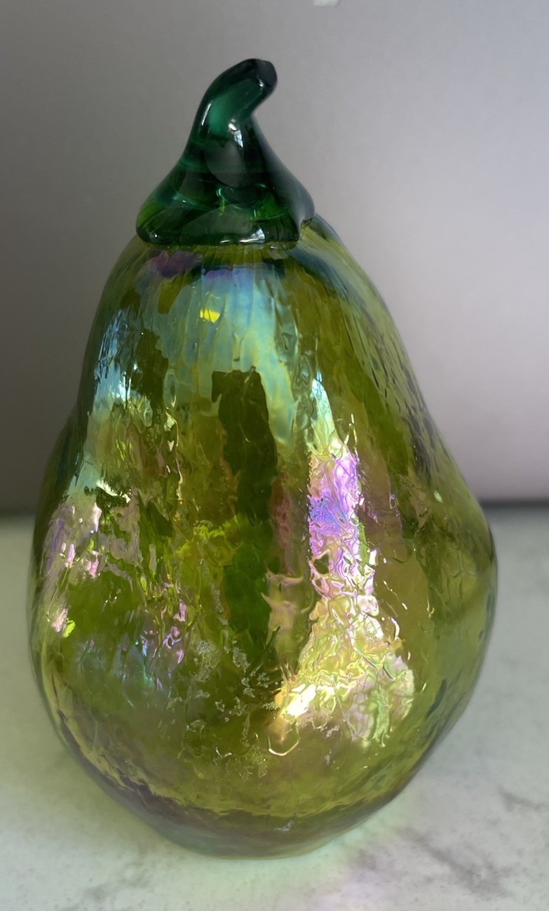 Glass Eye Studio Art Glass Iridescent Fruits Vtg Lot Of 3 USA