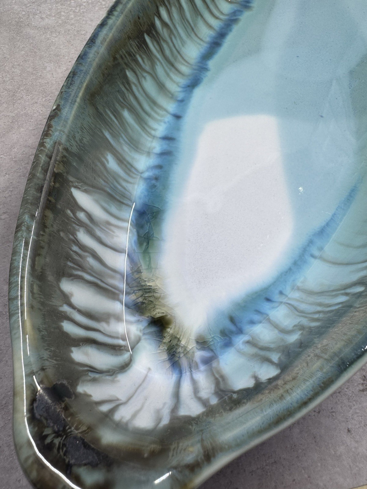 Edgecomb Pottery Maine Dory Baker Server Tray Sea-glass Colored Glaze 15.5”x6.5”
