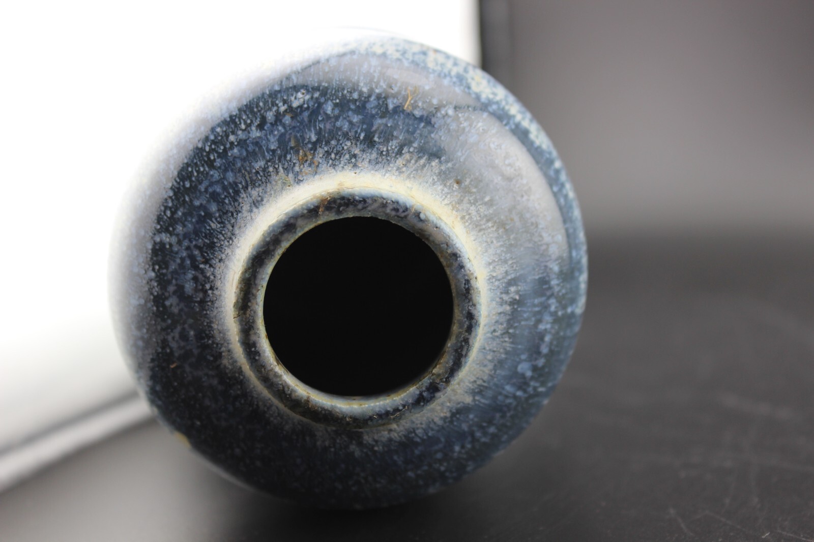 Roycroft Renaissance Art Pottery Vase by Diane Urbanski blue glaze curvy 1992