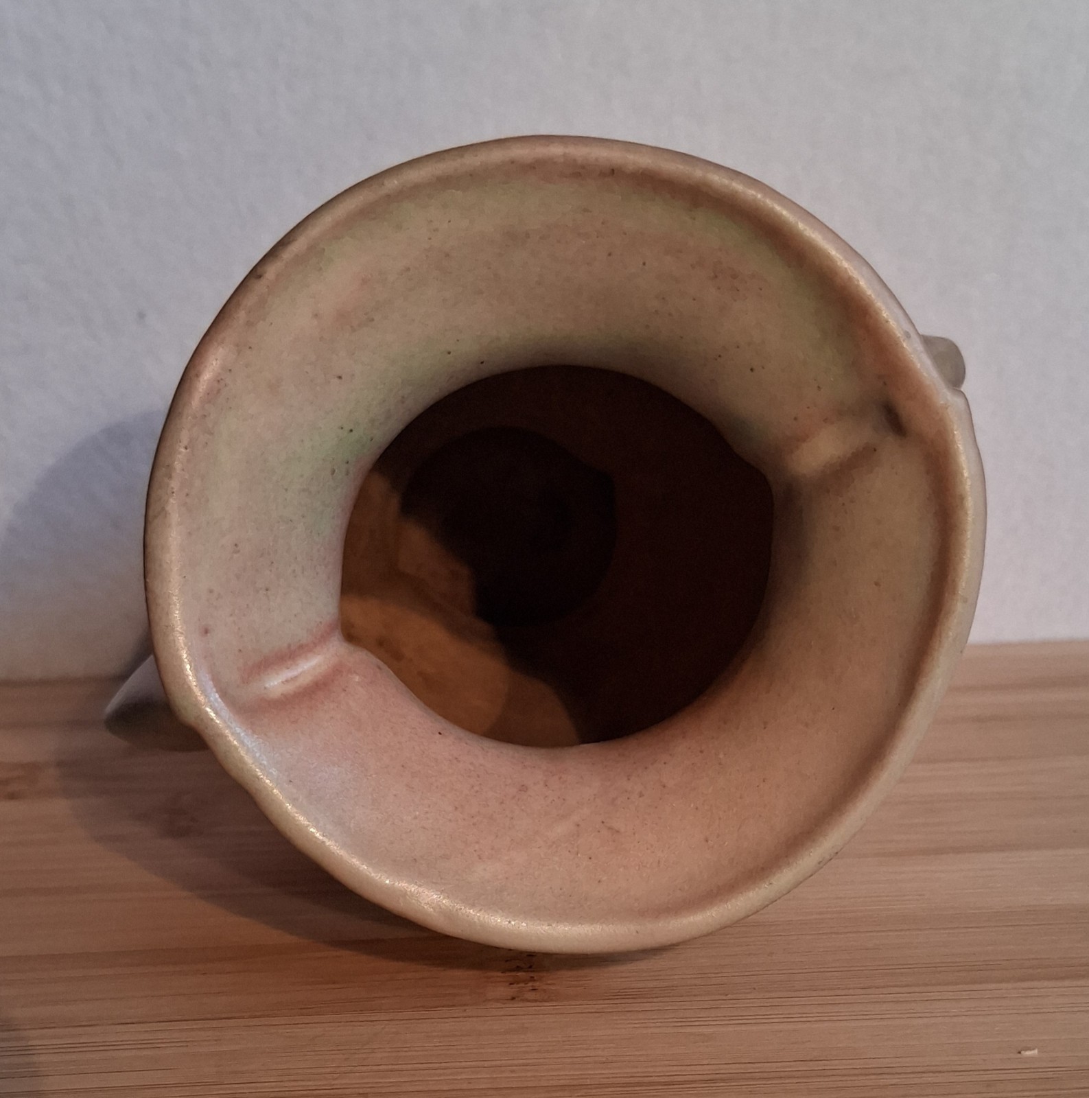 Vintage Niloak Pottery Two Handled Vase Pink & Green