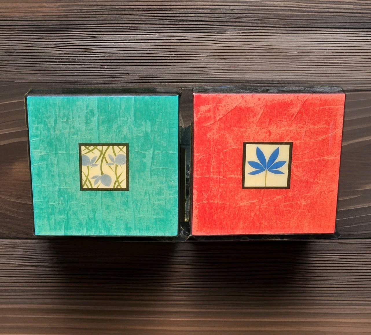 Sara Moore Set of 2 Handmade Mounted Botanicals Ceramic Tile Wall Artist Signed