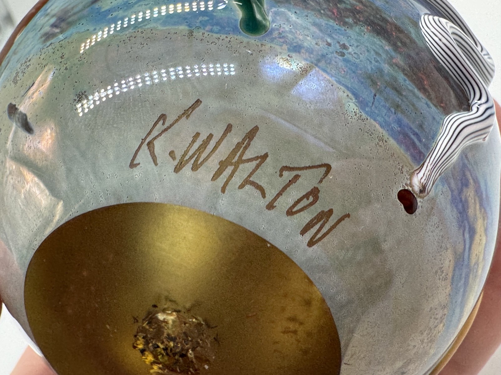 Kenny Walton Signed Art Glass Paperweight Underwater Design 1 of 2