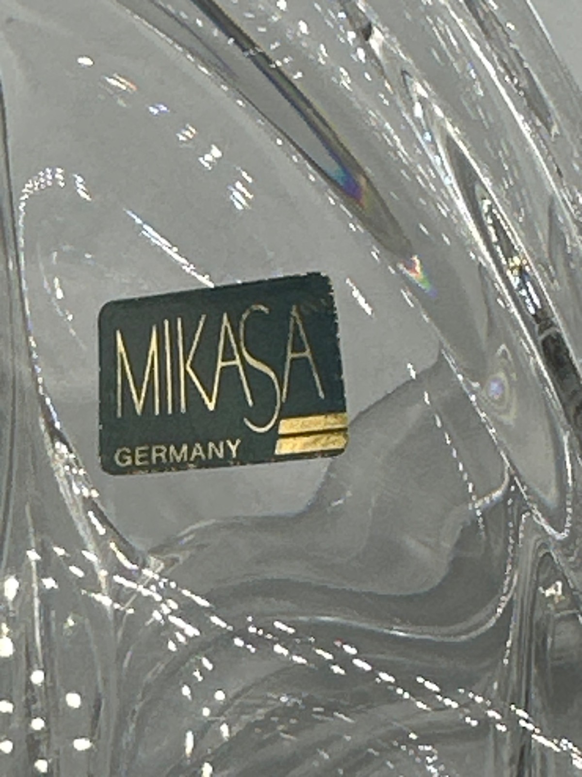Mikasa Germany Clear Crystal Vase Geometric Design Collectible 11″ Tall Classic