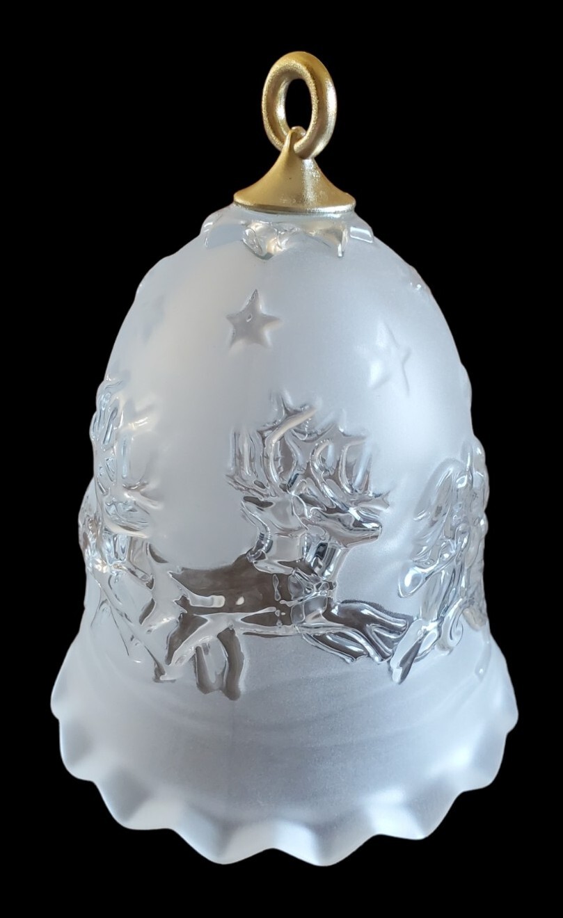 Bell Mikasa Holiday Crystal Santa Sleigh Reindeer 93002D Made in Germany