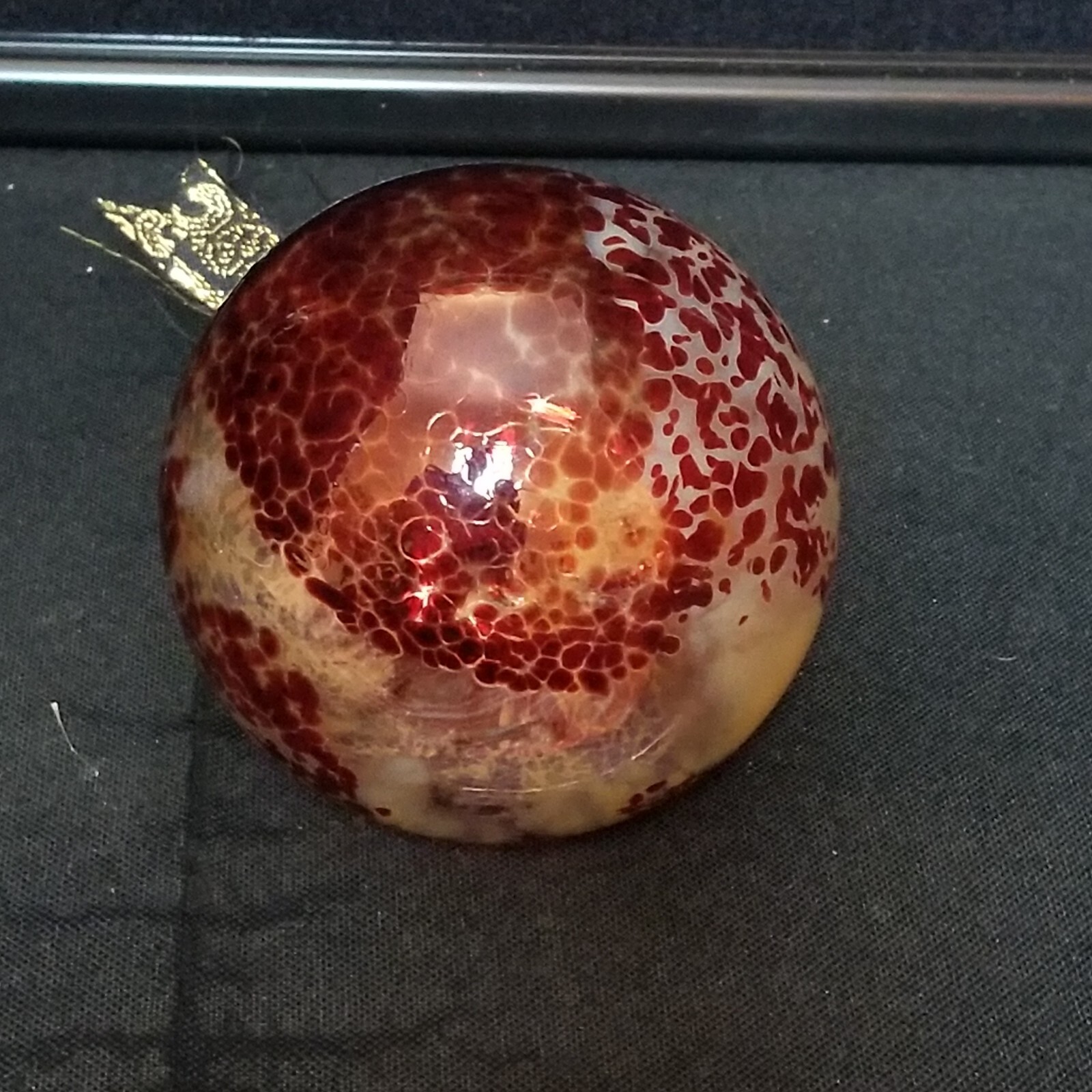 Art Glass Gazing Witch Ball Ornament Amber Multicolored 3.5″ 9