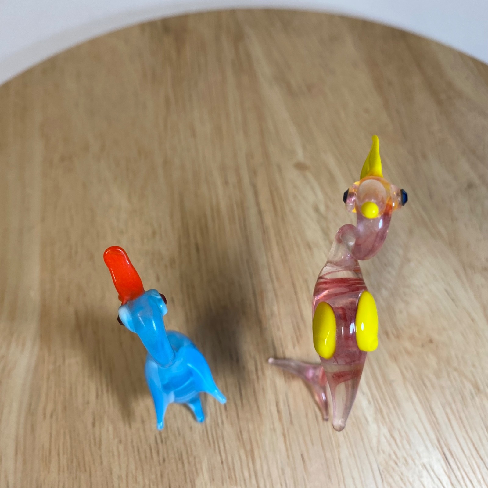 Vintage Murano Style 2 Birds Miniature Figurine • Blue Duck • Flamingo