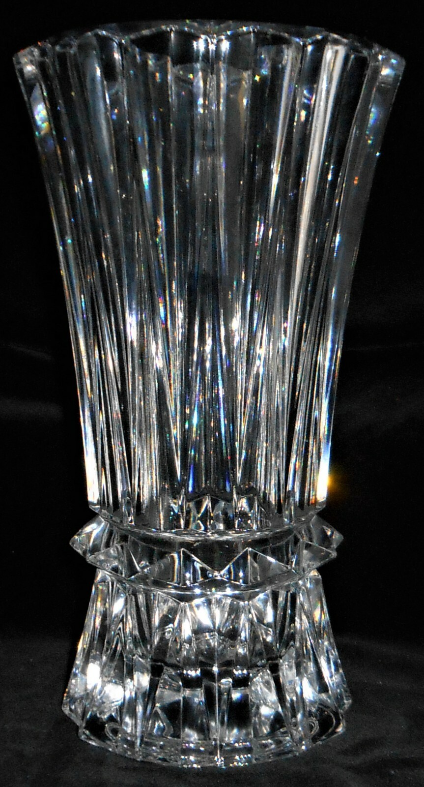 1998-2003 Mikasa Crystal RAINIER PATTERN 10 1/4″ Vase GREAT DESIGN!