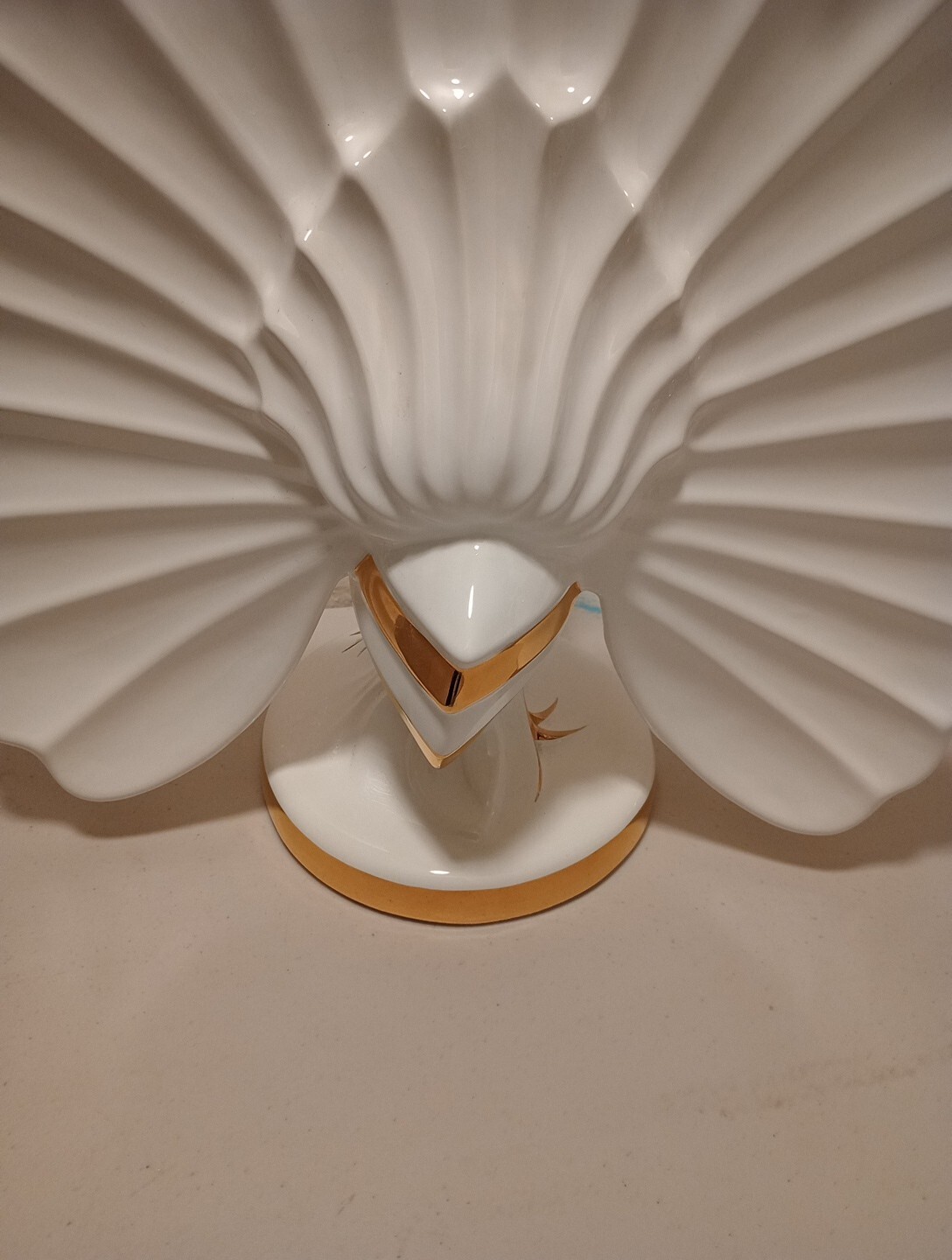 Made In Italy Porcelain Peacock With 24K Gold Accents 15 Inches Tall